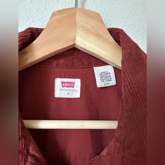 Levi’s Oversized Corduroy Shirt Rust Pleated Button Down Warm Boyfriend Shirt S - Picture 4 of 5